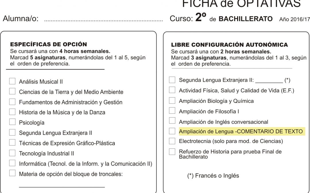 IMPORTANTE: MATRICULAS 2º BAC