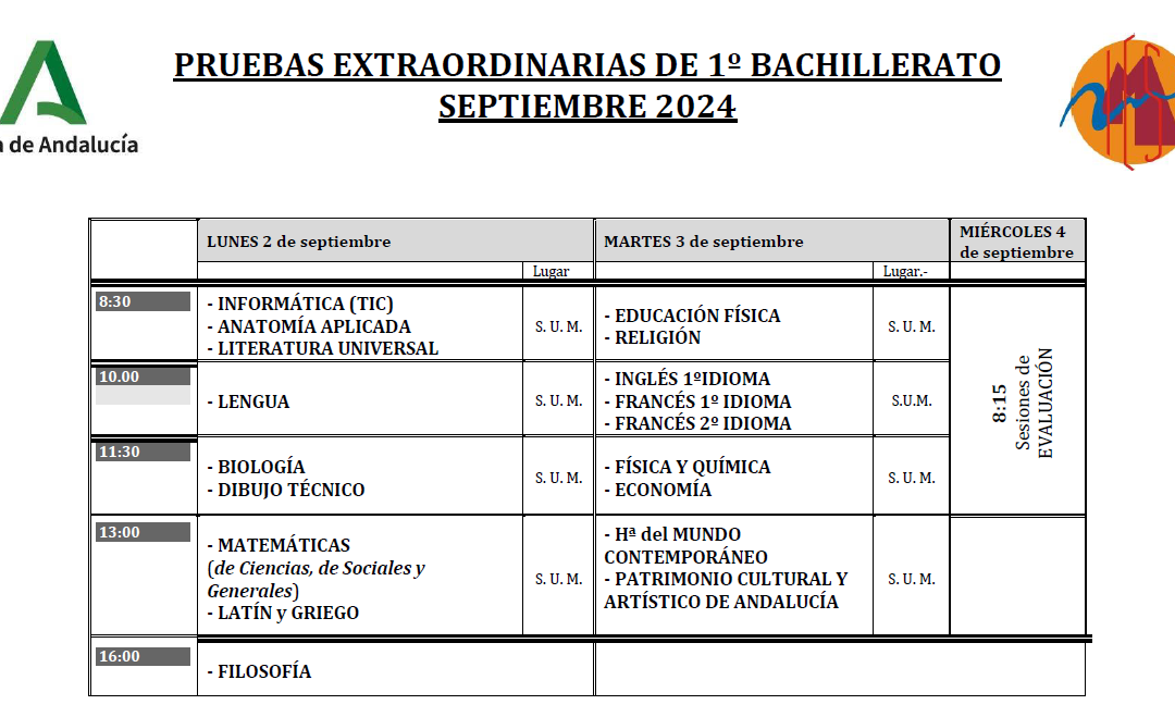 Pruebas Extraordinarias Septiembre 2024 (Actualizado)